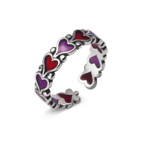 Colorful Vintage Oil Dripping Heart Plain Ring