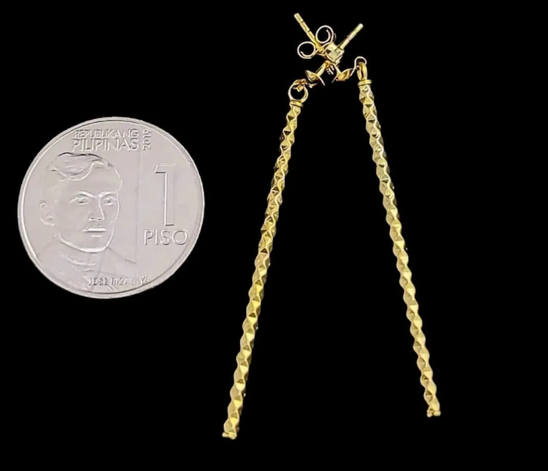 #GOLD2024 | 18K Golden Stick Dia cut Dangling Earrings
