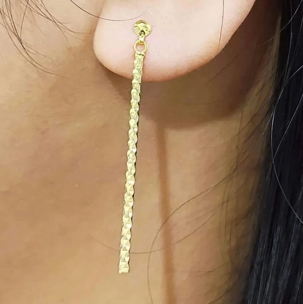#GOLD2024 | 18K Golden Stick Dia cut Dangling Earrings