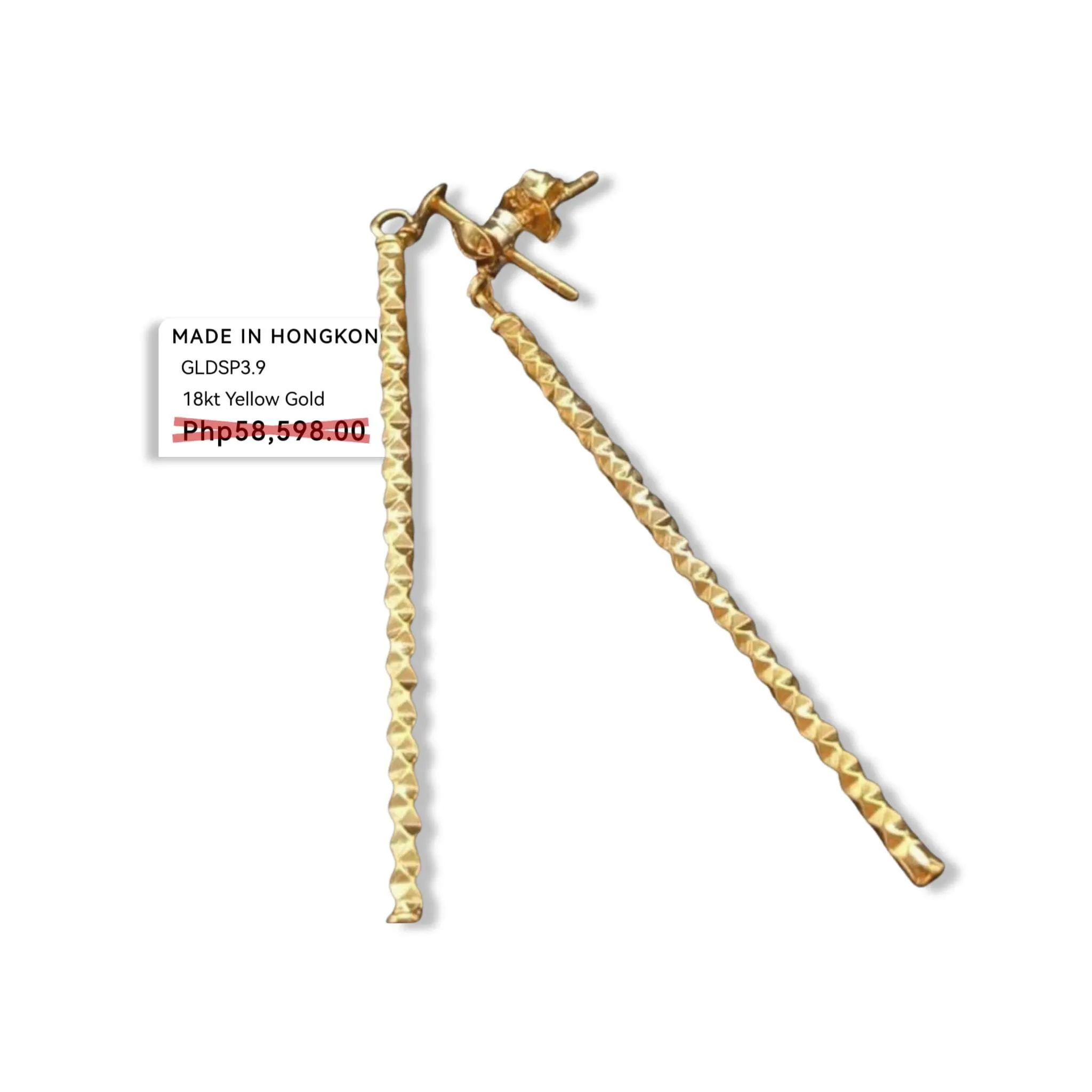 #GOLD2024 | 18K Golden Stick Dia cut Dangling Earrings