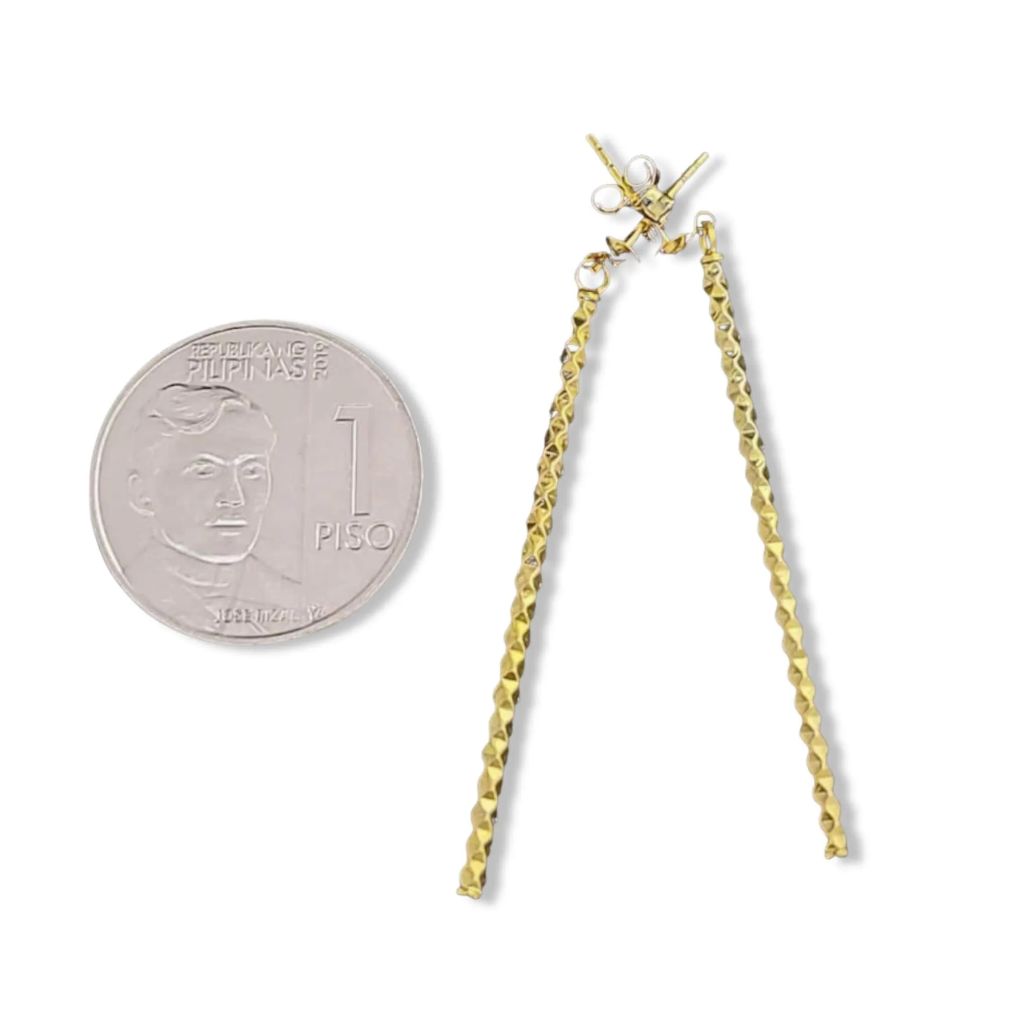 #GOLD2024 | 18K Golden Stick Dia cut Dangling Earrings