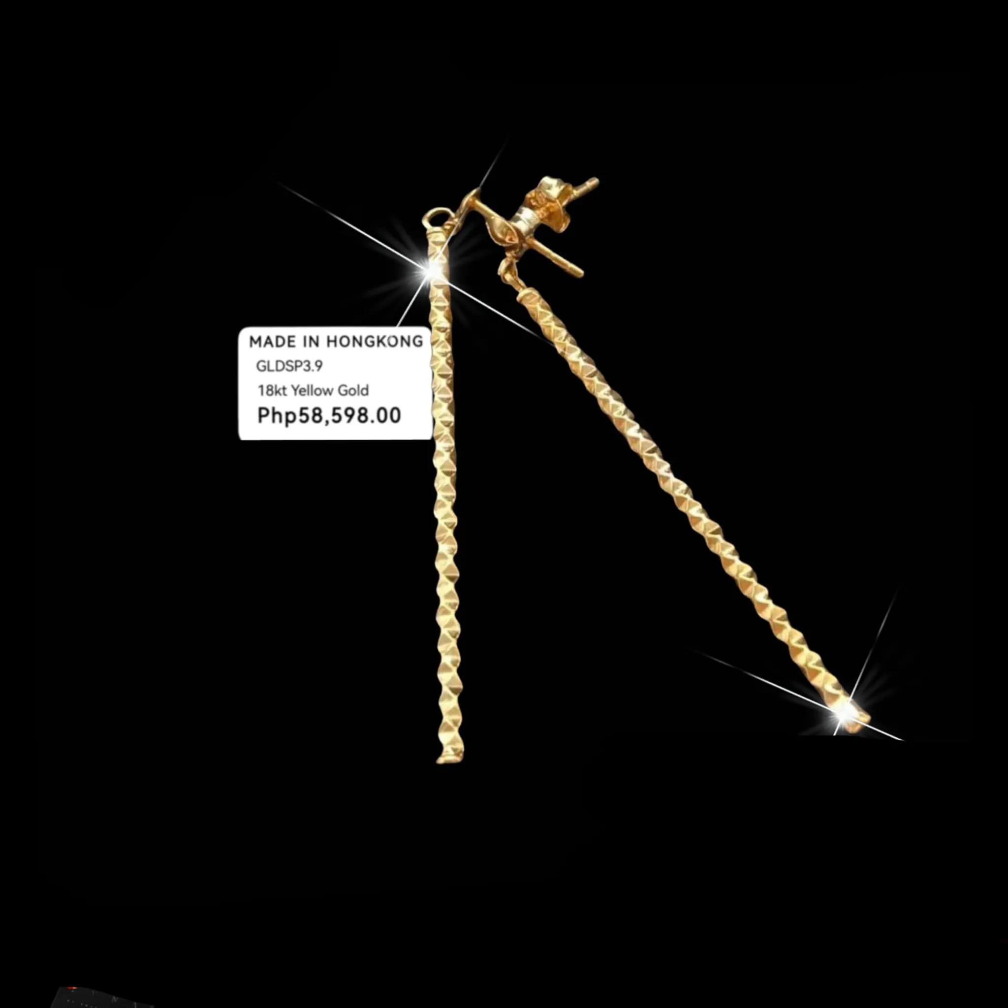 #GOLD2024 | 18K Golden Stick Dia cut Dangling Earrings