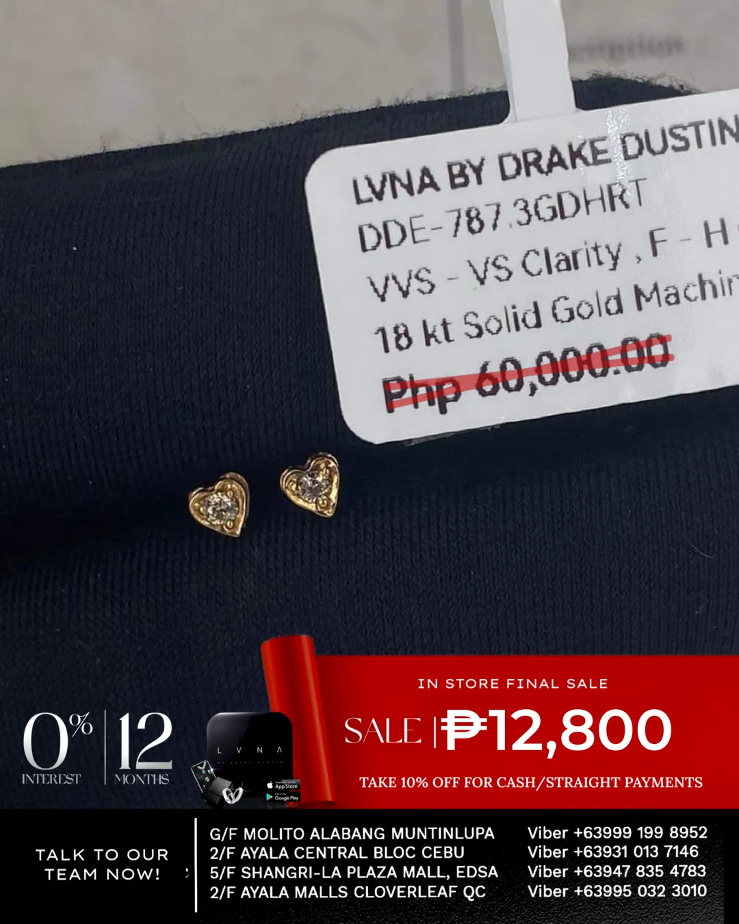 #LVNA2024 | Golden Heart Stud Diamond Earrings 18kt