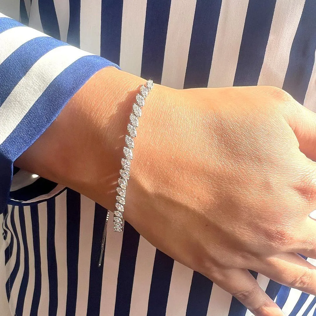 Marquise Style Round Moissanite Bracelet