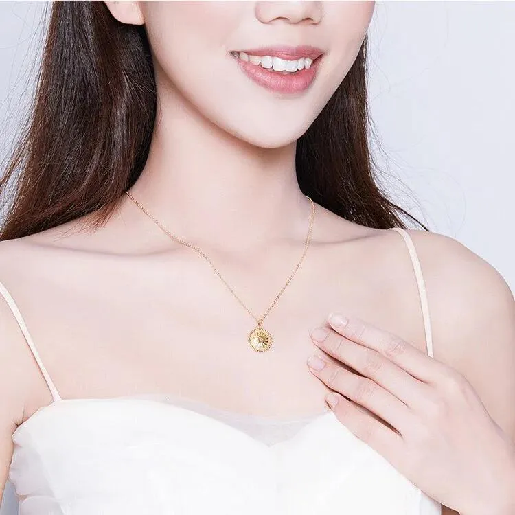 Sun Coin Pendant Neckalce (Gold Plated, Sterling Silver)
