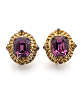 【USA輸入】ヴィンテージ CORO パープルビジュー フローラル  イヤリング/Vintage CORO Purple Bijou Floral Screw Back Earrings